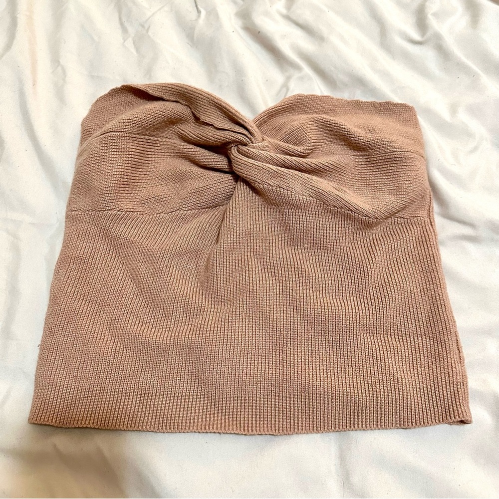 Knitted Tube Top in Beige